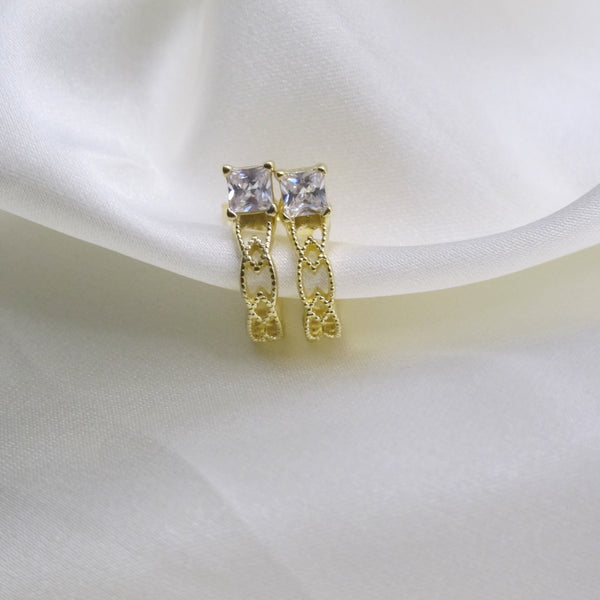 Vintage Princess cut CZ  Hoop Earrings